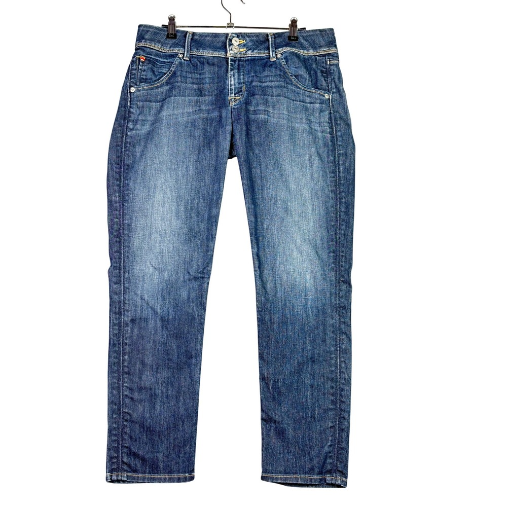 Hudson Jeans Women 29 Blue Straight Leg Double Button Flap Pocket Denim Pants - Picture 1 of 7